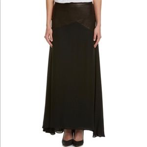 alice + olivia leather and silk skirt